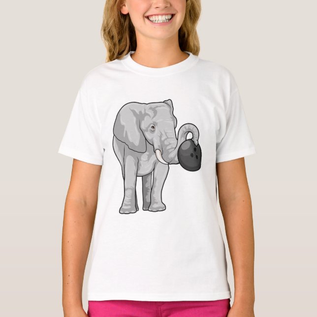 Camiseta Elefante em Boliches com Bola de boliche (Frente)