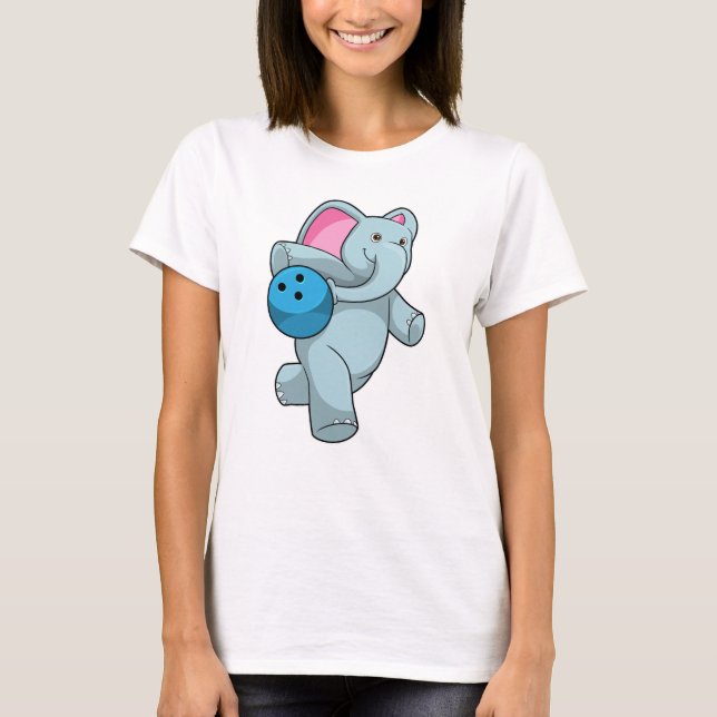 Camiseta Elefante em Boliches com Bola de boliche (Frente)