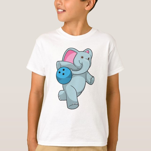 Camiseta Elefante em Boliches com Bola de boliche (Frente)