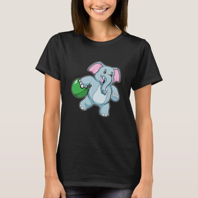 Camiseta Elefante em Boliches com Bola de boliche (Frente)