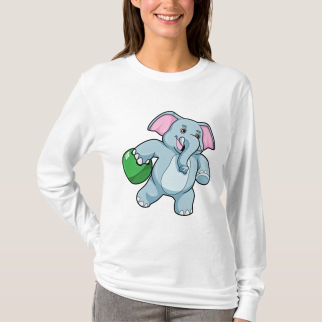 Camiseta Elefante em Boliches com Bola de boliche (Frente)