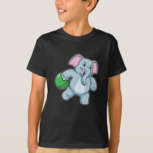 Camiseta Elefante em Boliches com Bola de boliche (Frente)