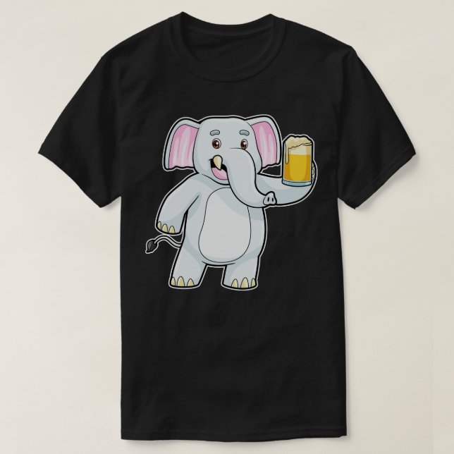 Camiseta Elefante em Festa com Vidro de Cerveja (Frente do Design)