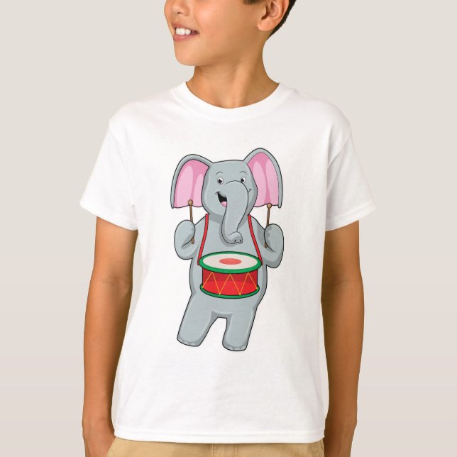 Camiseta Elefante em Música com Tambor (Frente)