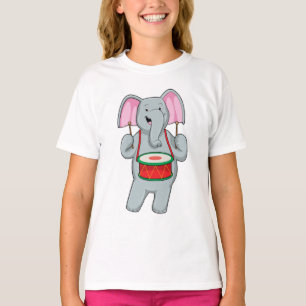 Camiseta Elefante em Música com Tambor