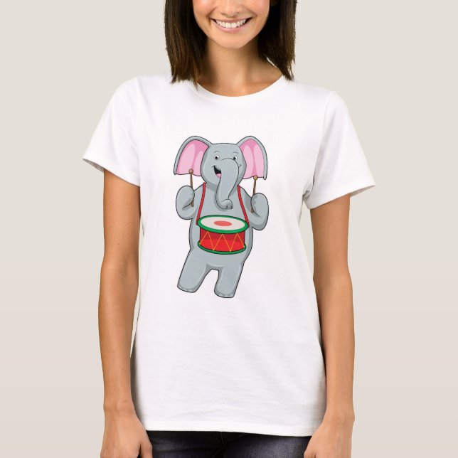 Camiseta Elefante em Música com Tambor (Frente)