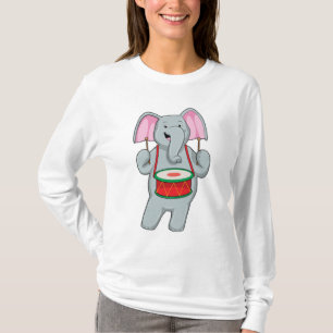 Camiseta Elefante em Música com Tambor
