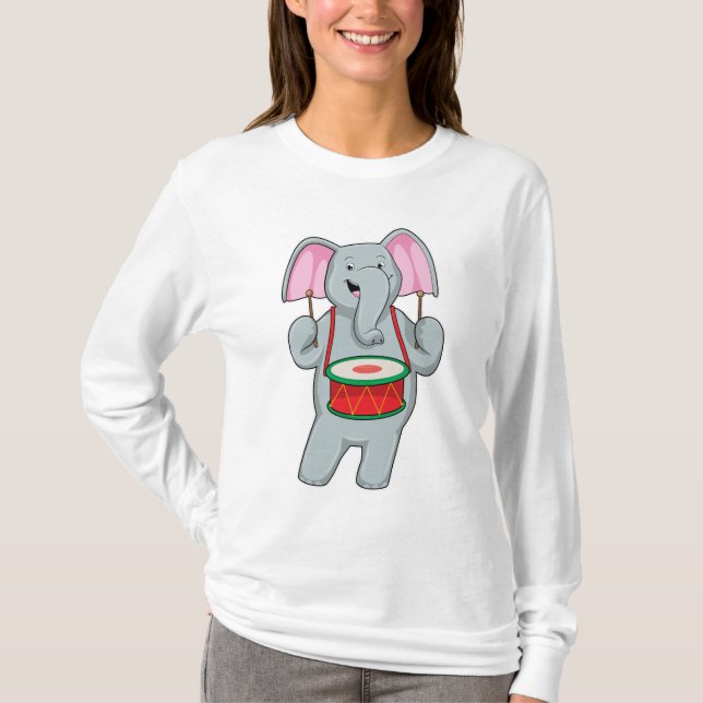 Camiseta Elefante em Música com Tambor (Frente)