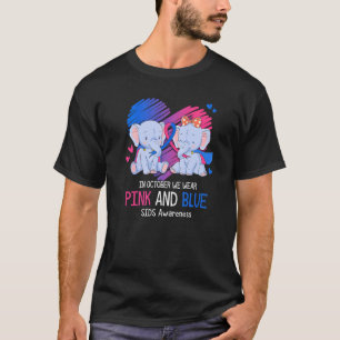 Camiseta Elefante Em Outubro Nós Vestimos Pink E Blue SIDS 