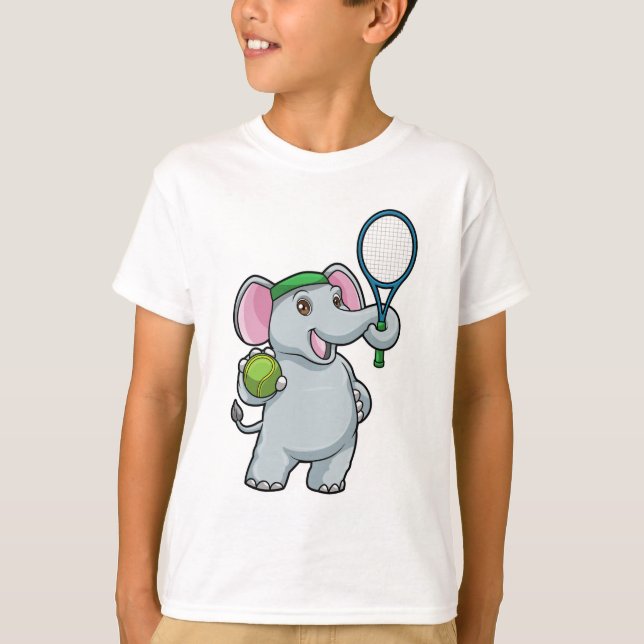 Camiseta Elefante em Tênis com raquete Tênis (Frente)