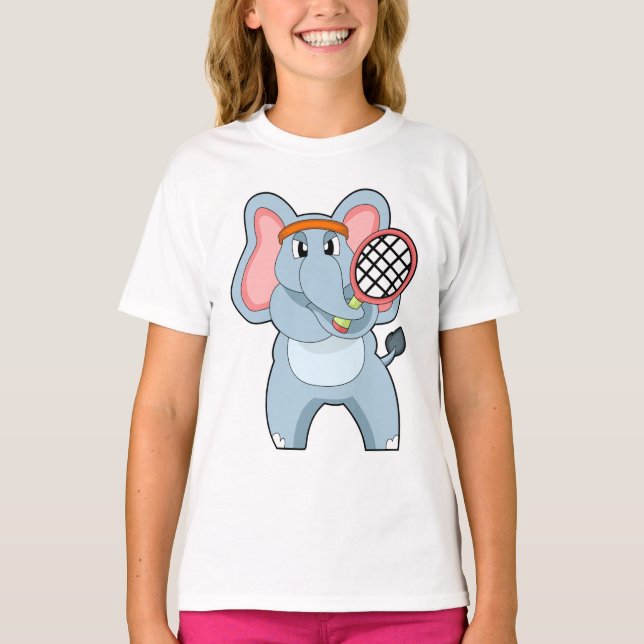 Camiseta Elefante em Tênis com raquete Tênis (Frente)
