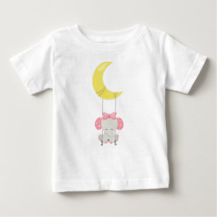 Camiseta Elefante Em Um Swing, Elefante Bonito, Coroa, Lua