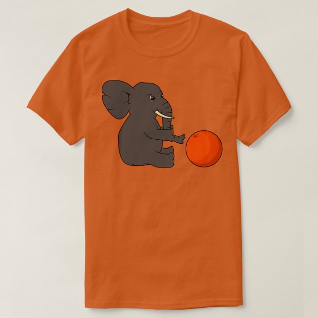 Camiseta Elefante engraçado com uma bola (Frente do Design)
