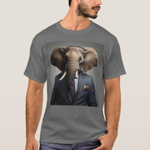 Camiseta Elefante engraçado de terno