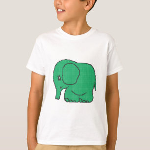 Camiseta Elefante engraçado do verde do ponto de cruz