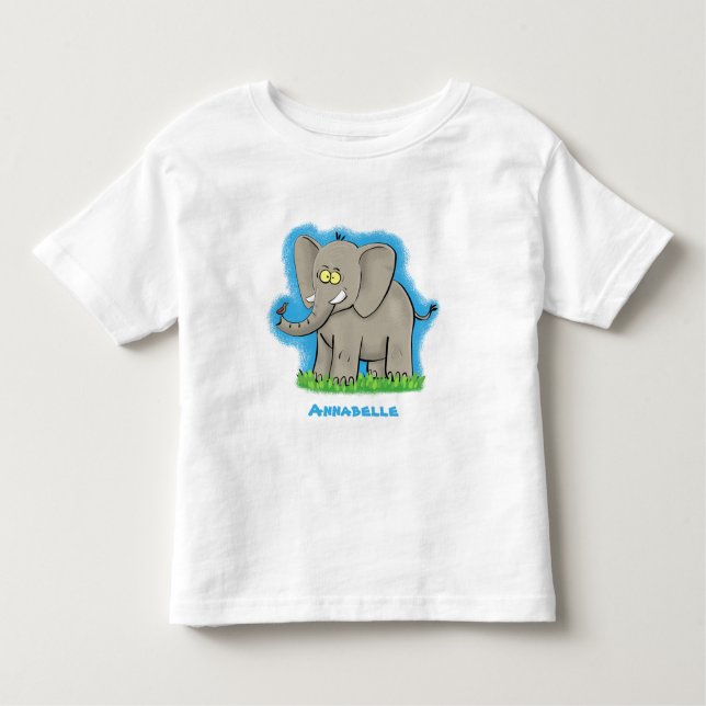Camiseta Elefante engraçado e bonito com desenho animado de (Frente)