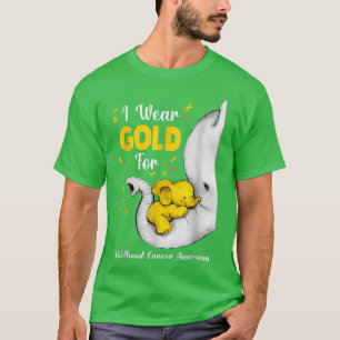 Camiseta Elefante Eu Visto Fita Dourada Para Cancer De Infâ