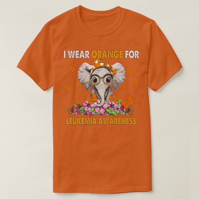 Camiseta Elefante Eu Visto Laranja Para Sensibilização Da L (Frente do Design)