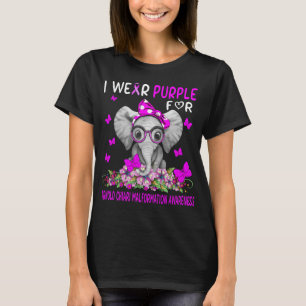 Camiseta Elefante Eu Visto roxo Para Arnold Chiari Malforma