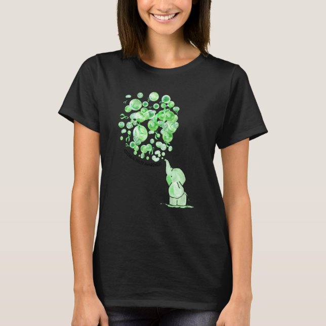 Camiseta Elefante Explode Balões Verdes Cerebrais Palsy Aw (Frente)
