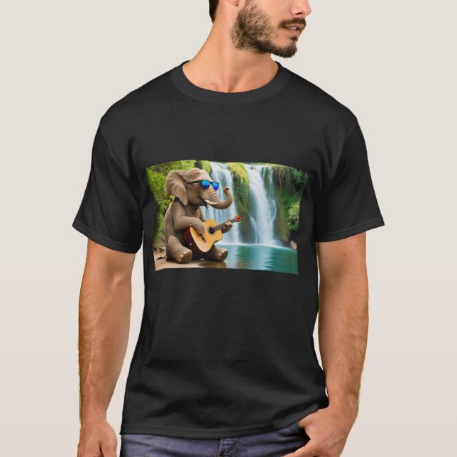 Camiseta Elefante Feliz com Violão (Frente)