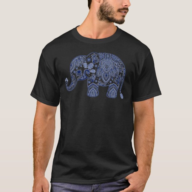 Camiseta Elefante Floral Azul (Frente)