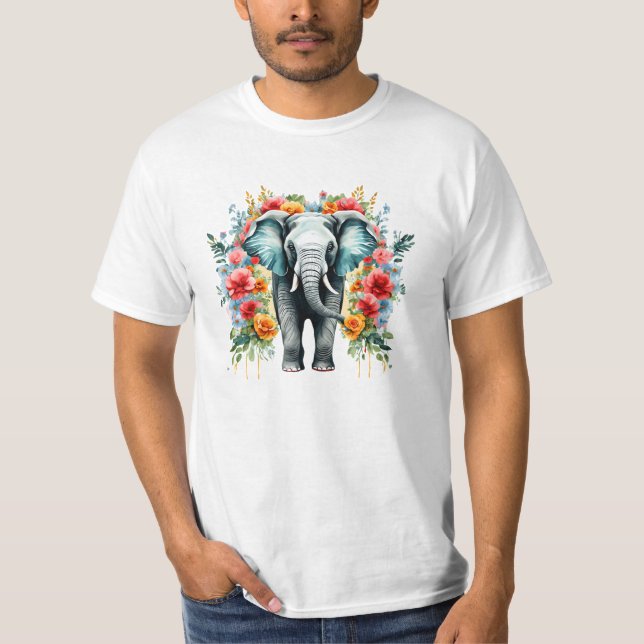 Camiseta Elefante Floral Colorida (Frente)