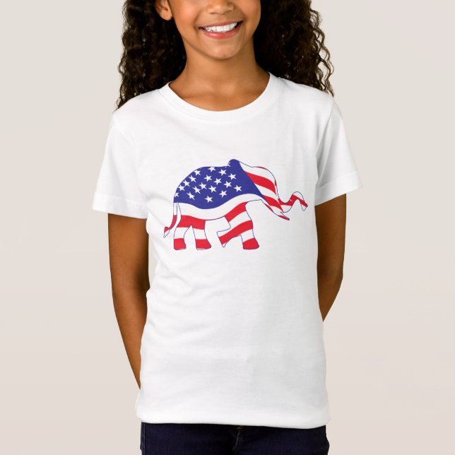 Camiseta Elefante formado na bandeira dos EUA (Frente)
