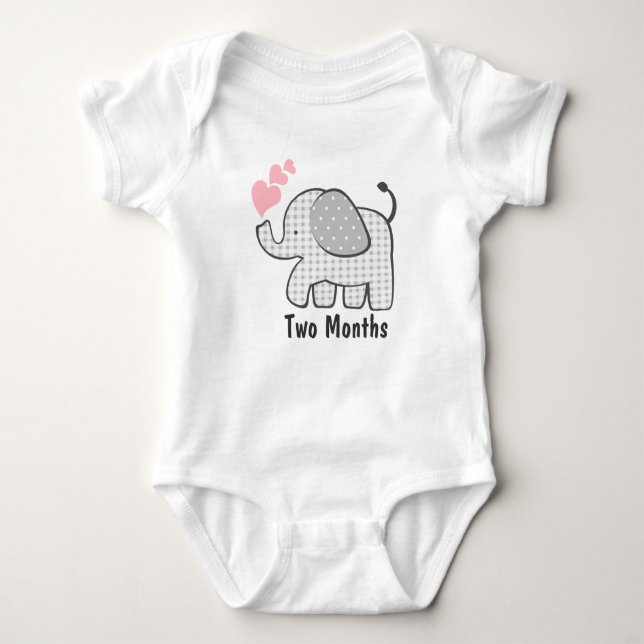 Camiseta Elefante Gingham Dois Meses (Frente)
