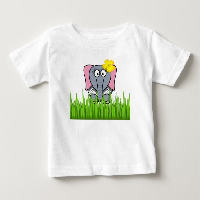 Camiseta Elefante Girly Na Grama (Frente)