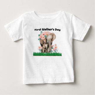 Camiseta Elefante giro do primeiro Dia de as mães