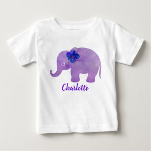 Camiseta Elefante Hibisco Aquarela Personalizável
