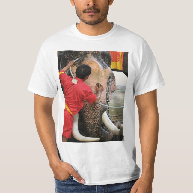 Camiseta Elefante Hora do Banho ... Ayutthaya, Tailândia (Frente)