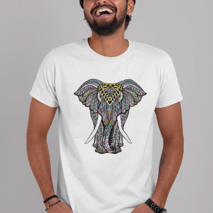 Camiseta Elefante Indiano Colorido Decorativo