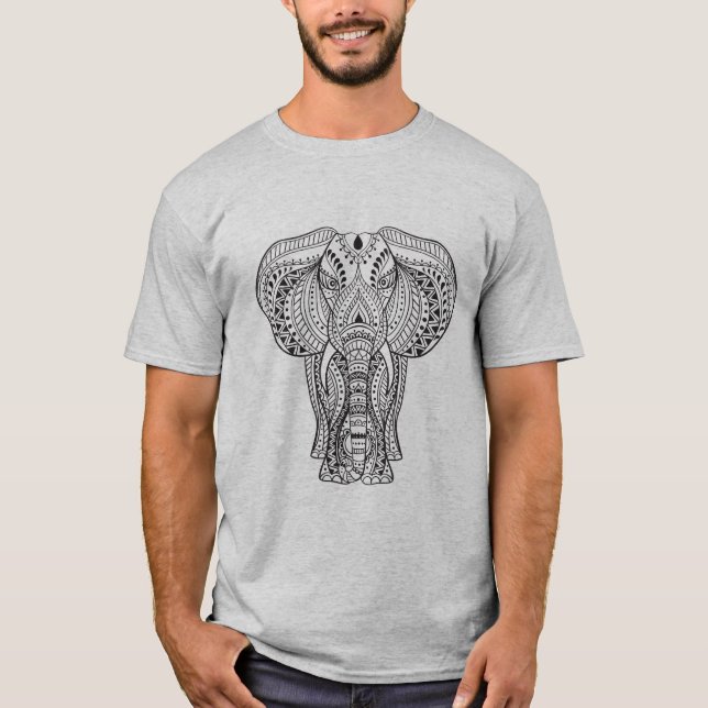 Camiseta Elefante indiano étnico (Frente)