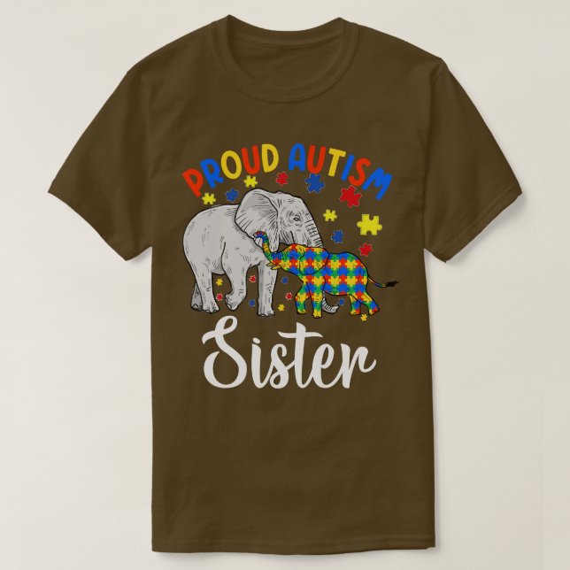 Camiseta elefante irmã do autismo orgulhoso (Frente do Design)