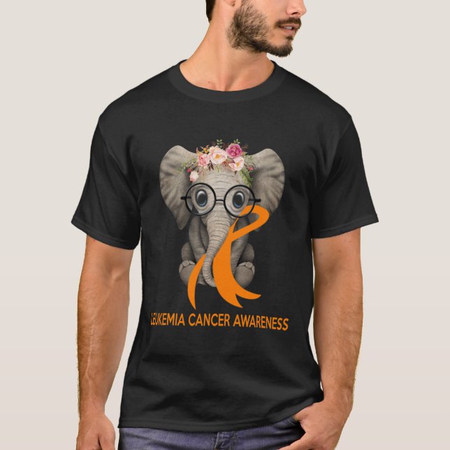 Camiseta Elefante Laranja Fita Leucemia Cancer Sensibilizaç (Frente)