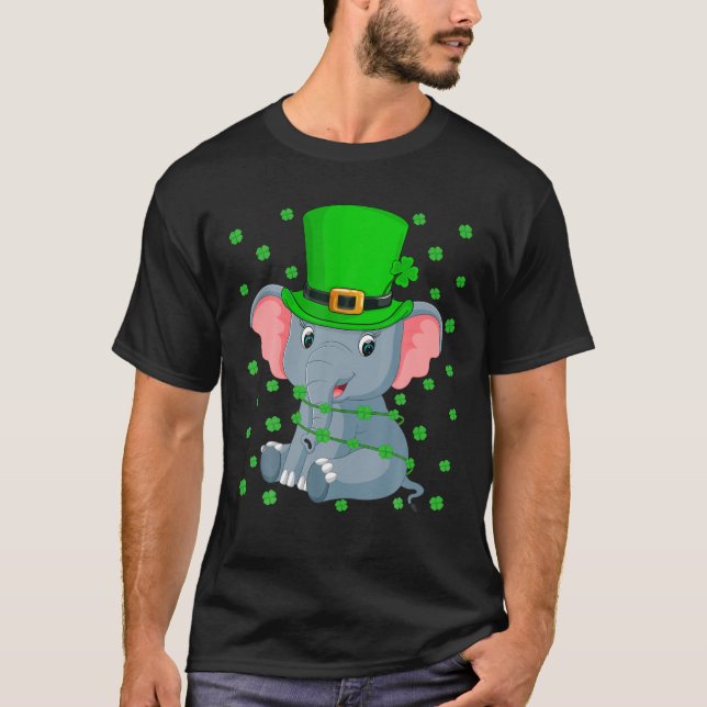 Camiseta Elefante Lover Leprechaun Elefante Elefante Rua Pa (Frente)