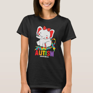 Camiseta Elefante Mãe de Conscientização Usando Brincos Aut