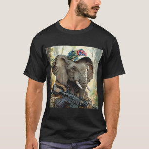 Camiseta Elefante MAGA legal com armas e camuflagem AMÉRICA