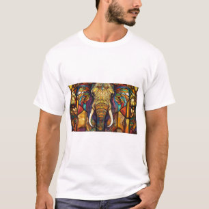 Camiseta Elefante Majestoso em Arte de Vidro Contida