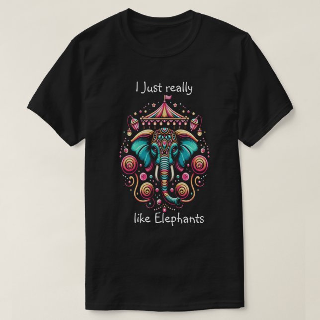 Camiseta Elefante Majestoso Em Circus Canopy (Frente do Design)