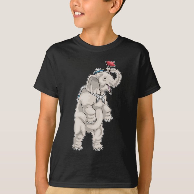 Camiseta Elefante Marinheiro Chapéu de marinheiro (Frente)
