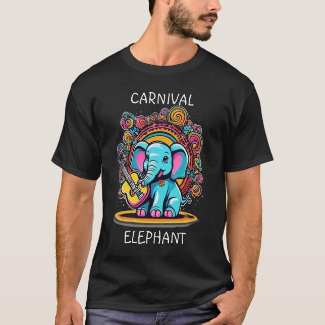 Camiseta Elefante Melódico Mammoth Tocando Violão (Frente)