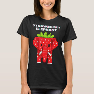 Camiseta Elefante morango arte pixel animal de selva fofo