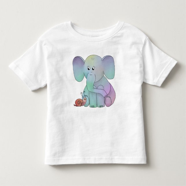 Camiseta Elefante multicolor com caracol (Frente)