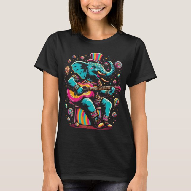 Camiseta Elefante Musical no Chapéu Superior (Frente)