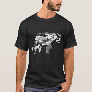 Camiseta Elefante na Camuflagem do Exército de Cinzas