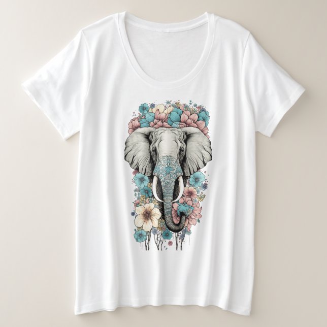 Camiseta Elefante na Flor (Frente do Design)