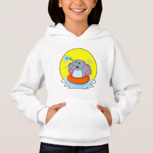 Camiseta Elefante na Natação com Boia de Salvamento